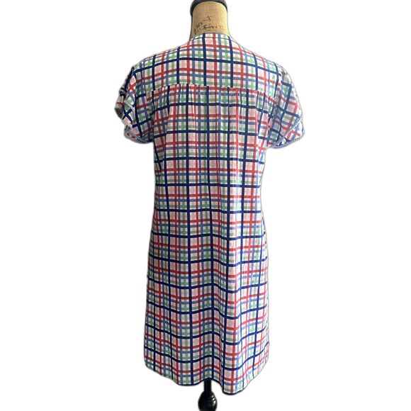 NWT Hiho Kelly Flutter Shift Dress Regatta Multicolor Gingham Resort Size Medium - Picture 5 of 7